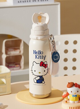 杯具熊hellokitty保温杯双饮杯新款高颜值男女学生上学水杯便携杯