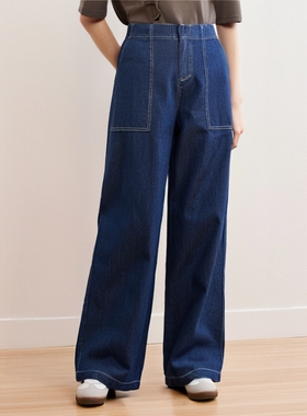 汉麻时代春秋款女士高腰阔腿裤棉加天丝环保面料日常休闲时尚