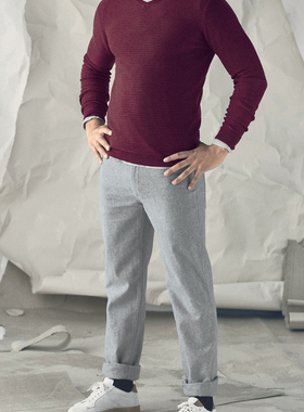 汉麻时代春秋款男士棉麻休闲长裤修身时尚汉麻抑菌透气天然牦牛绒