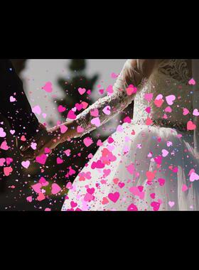 视频素材粉色爱心碎屑彩片婚礼礼花浪漫扩散透明动画MG169