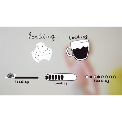 视频素材简约卡通咖啡进度条Loading动画设计素材黑白透明MG221