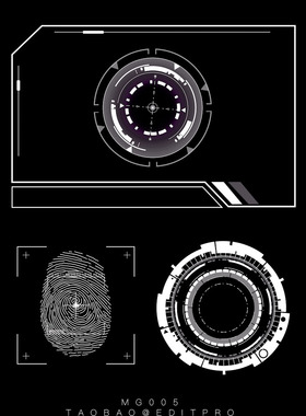 MOV动画 HUD白色指纹机械旋转定点追踪扫描定位视频素材