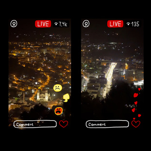 视频素材卡通手绘直播画面LIVE竖屏爱心弹幕动画MG216