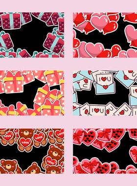 视频素材情人节卡通爱心可爱小熊粉色礼物动画转场过渡MG175