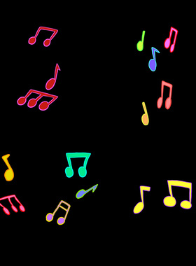 视频素材卡通手绘彩色音符综艺效果贴图动画MG211