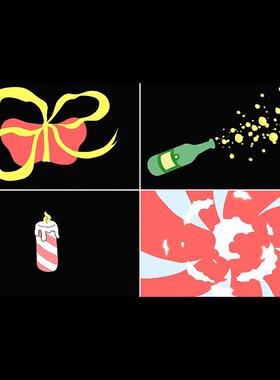 视频素材卡通流体节日氛围转场过渡动画剪辑包装透明MG148