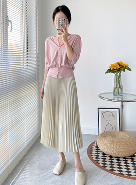 2026春季新款白色百褶裙半身裙女百搭高腰显瘦a字长裙小个子裙子