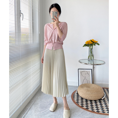 2025夏季新款白色百褶裙半身裙女温柔高级感气质a字裙小个子裙子