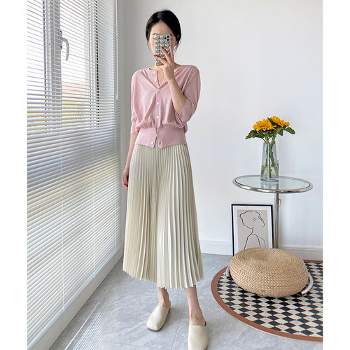 2026春季新款白色百褶裙半身裙女百搭高腰显瘦a字长裙小个子裙子 - 封面