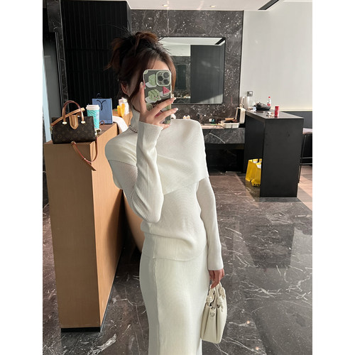 修身显瘦针织打底衫披肩两件套女