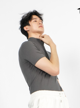 涂一TH356现代舞练功服男夏季短袖舞蹈服紧身T恤黑色瑜伽运动上衣