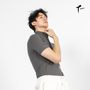 涂一TH356现代舞练功服男夏季 舞蹈服紧身T恤黑色瑜伽运动上衣 短袖