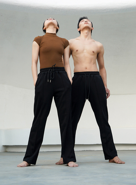 涂一TT2205款现代舞蹈练功裤直筒宽松运动长裤黑色男女同款艺考生