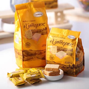 俄罗斯威化饼干408g阿孔特进口食品夹心小零食奶酪味威化夹心饼干