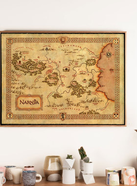 纳尼亚传奇复古地图NARNIA宝藏藏宝图厚优质纯棉布画芯海报装饰画