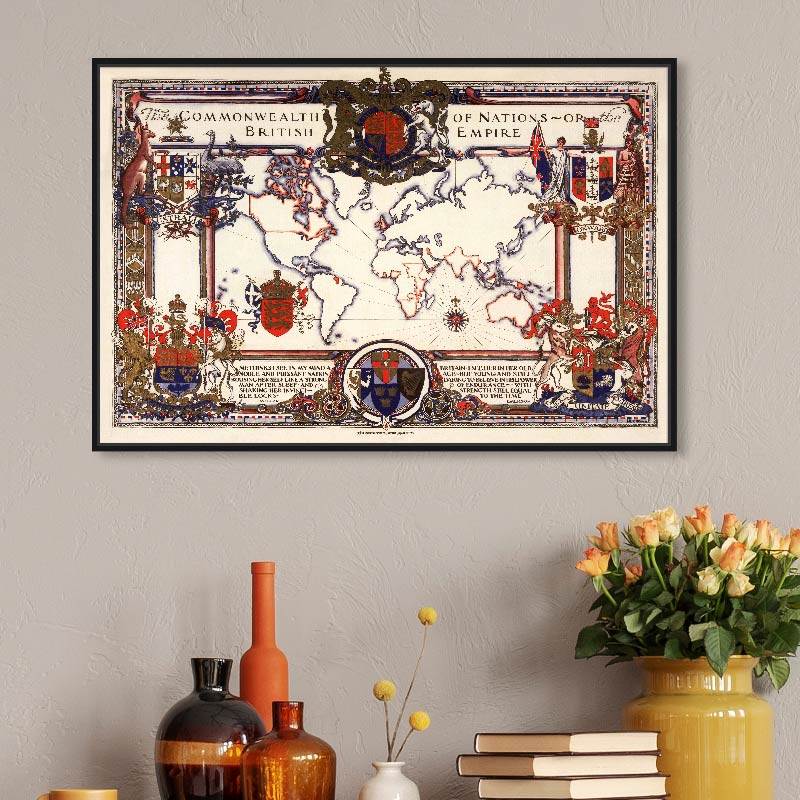 维多利亚女皇的世界英联邦日不落帝国欧式复古旧油画布画芯装饰画