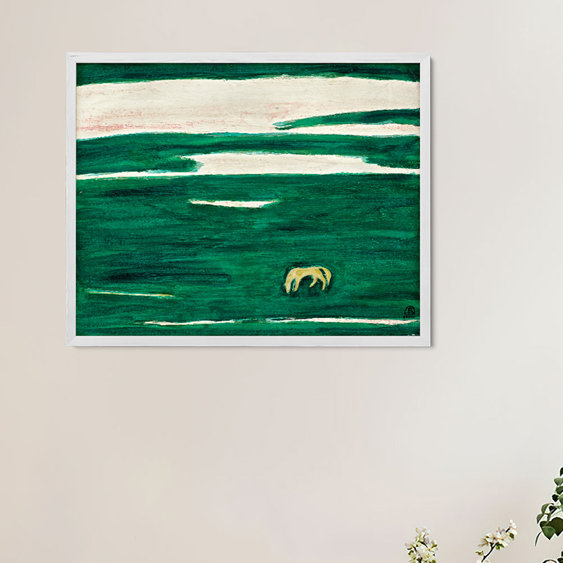 常玉马儿吃草高清喷绘印制简约现代艺术厚油画布画芯无画框装饰画