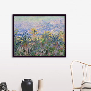 饰画 莫奈博尔迪盖拉棕榈树植物风景喷绘油画布画芯欧式 玄关客厅装