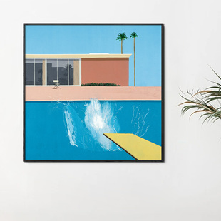 饰画 装 大卫霍克尼更大 水花喷绘无框油画布画芯客厅卧室书房美式