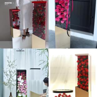 包~巨型特大带滚轮亚克力口红盒乐高玫瑰积木玩具礼盒DIY手工鲜花