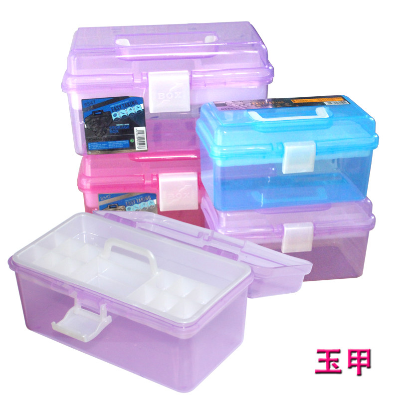 美甲工具箱 加厚抗摔 化妆收纳箱塑料透明绘画箱修甲工具套装盒子