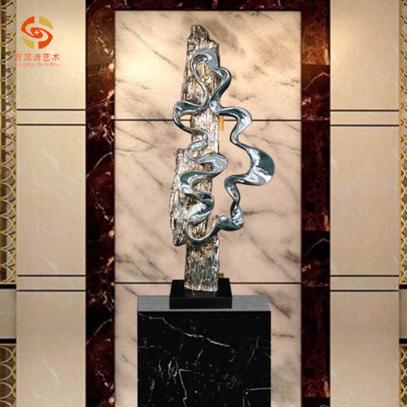 现代大件酒店抽象电镀软装雕塑摆件客厅玄关落地装饰艺术品