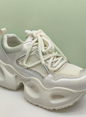 亮点女人2025夏季新款A19厚底6老爹鞋女鞋网鞋系带休闲女鞋