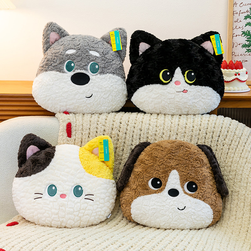 卡通立体动物靠垫ins毛绒抱枕玩具生日布娃娃女狗公仔仿真沙发,玩具/童车/益智/积木/模型,毛绒/玩偶/公仔/布艺类玩具,淘宝优惠券,粉丝福利购,淘宝优惠卷