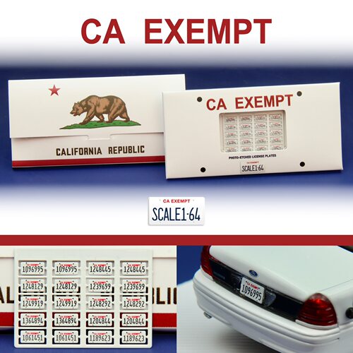 1/64比例 CA EXEMPT加州豁免公务车蚀刻片车牌模型改件套装