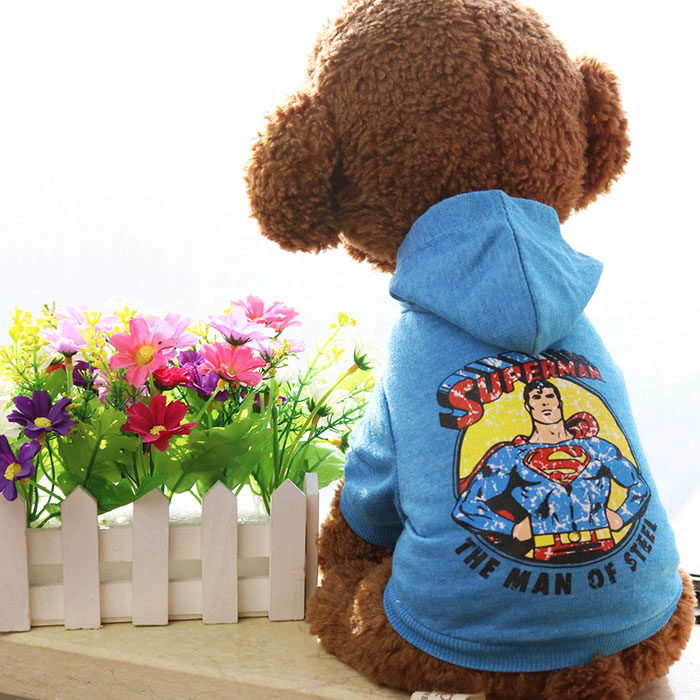 泰迪狗狗衣服春装超人蝙蝠侠狗衣服两脚冬装带帽宠物衣服新品