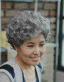 老人奶奶花白假发 包邮 女 表演老太太 短卷发蓬松道具 中老年假发
