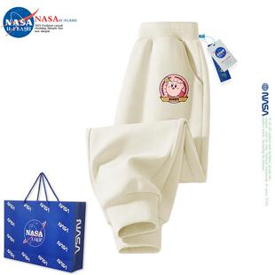 潮 甜美秋冬加绒卫裤 NASA联名儿童裤 子卡通星之卡比潮牌女童运动裤