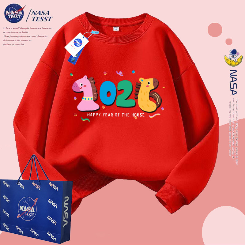 NASA联名女童红色马年本命年卫衣