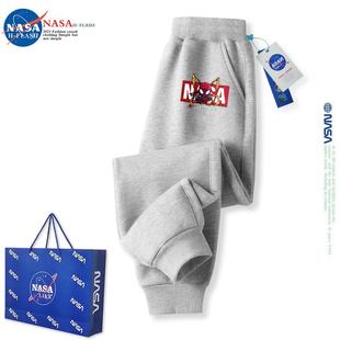 NASA联名儿童裤子男童秋季运动裤卡通蜘蛛侠潮牌炸街秋冬加绒卫裤