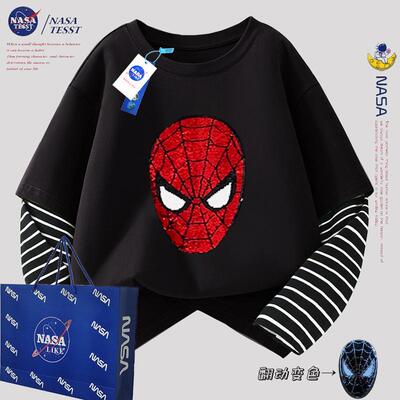 NASA联名变色长袖纯棉蜘蛛侠T恤
