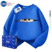 NASA联名儿童圆领卫衣时髦洋气潮牌童装 女童猫咪秋冬加绒男童上衣
