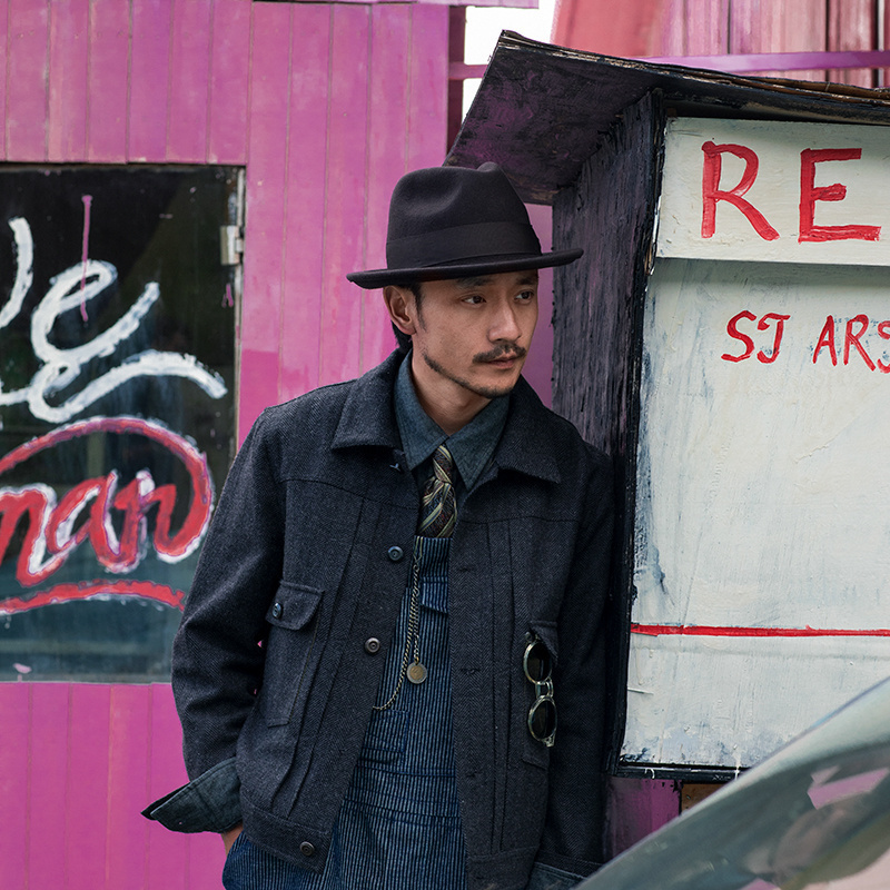 SOARIN美式复古人字纹羊毛夹克男