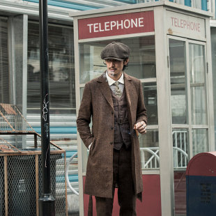 风衣外套 浴血黑帮毛呢休闲西装 SOARIN英伦复古羊毛中长款 大衣男