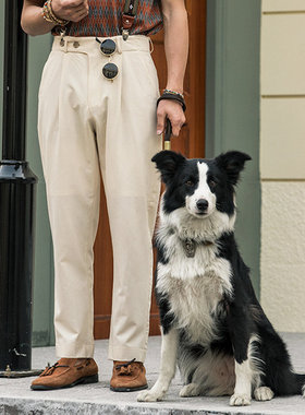 SOARIN复古老钱风那不勒斯西裤男商务正装休闲锥形裤小脚九分裤子