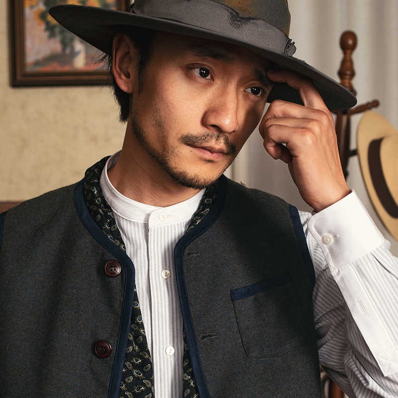 SOARIN美式复古羊毛马甲背心男