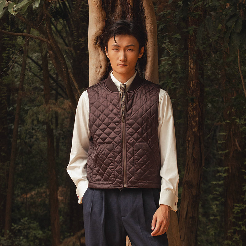SOARIN英伦风复古绗缝内胆棉马甲背心男 菱形格拉链休闲保暖马夹,男装,常规马甲,淘宝优惠券,粉丝福利购,淘宝优惠卷