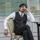 高级感商务正装 马甲男 免烫黑色马夹背心 复古条纹西装 SOARIN意式