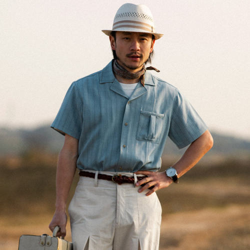 soarin复古英伦短袖衬衫雅痞