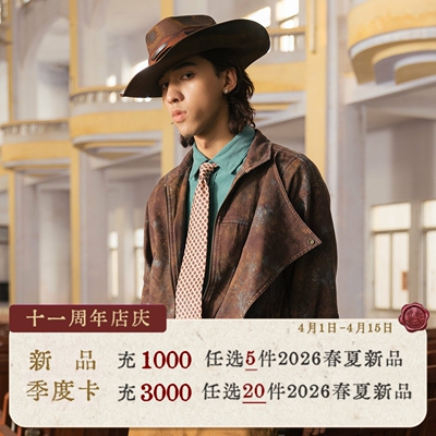 SOARIN【做旧感】美式复古牛仔外套男重磅硬汉休闲宽松飞行员夹克