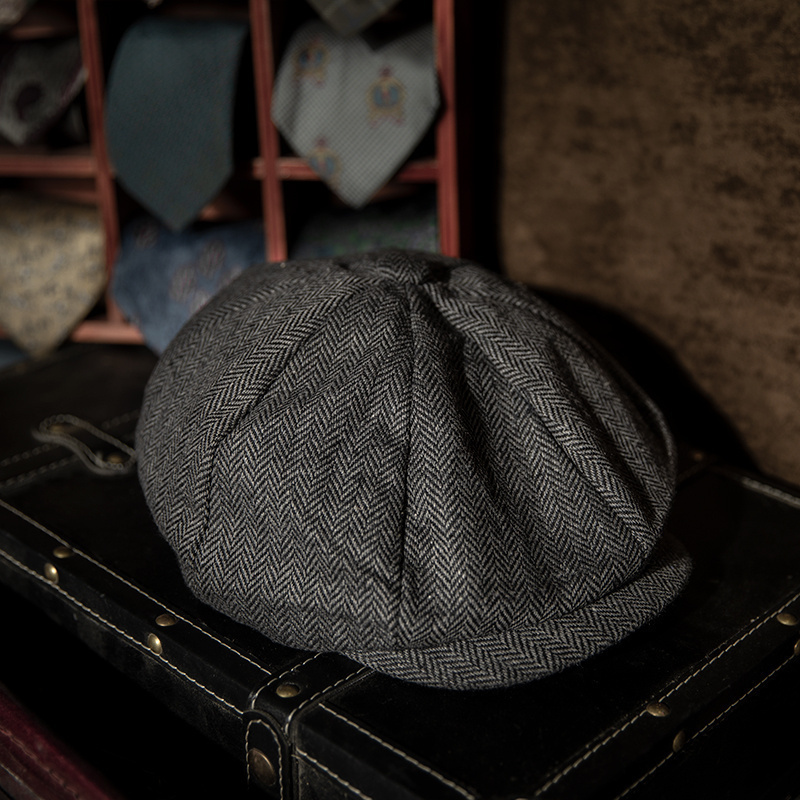 八角帽格纹简约报童八角帽复古