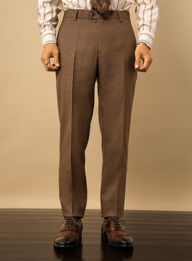 SOARIN意式复古那不勒斯西装裤男高级感商务休闲修身小脚锥形长裤