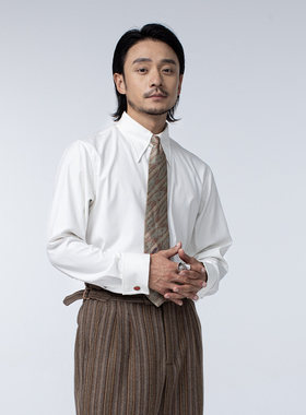 SOARIN意式绅装长尖领长袖衬衫男高级感商务正装白色法式西装衬衣