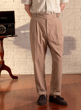 SOARIN英伦复古那不勒斯西裤男 夏季薄款商务休闲修身锥形小脚裤