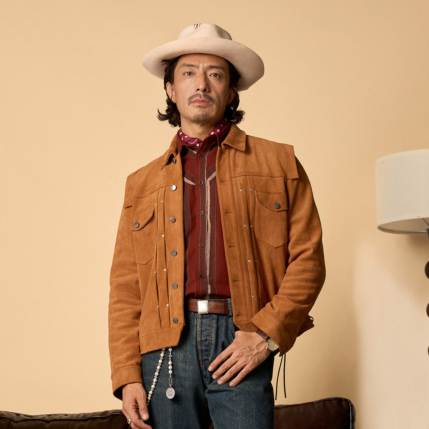 SOARIN美式西部牛仔风麂皮绒夹克男 重磅鹿皮飞行员短款工装外套