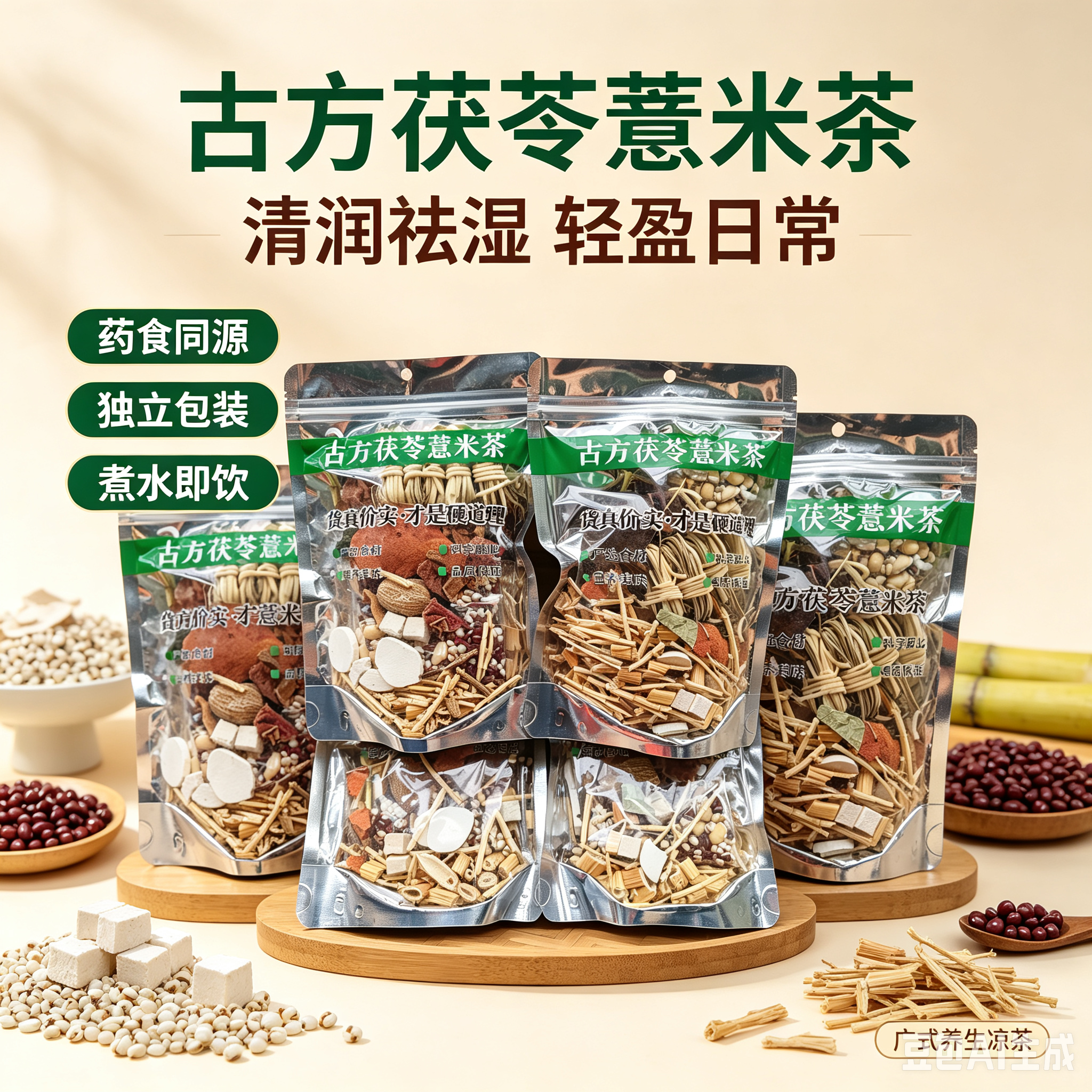 5包古方健脾胃祛湿茶 灯芯草茯苓薏米祛湿茶青热煲水煲汤养生茶